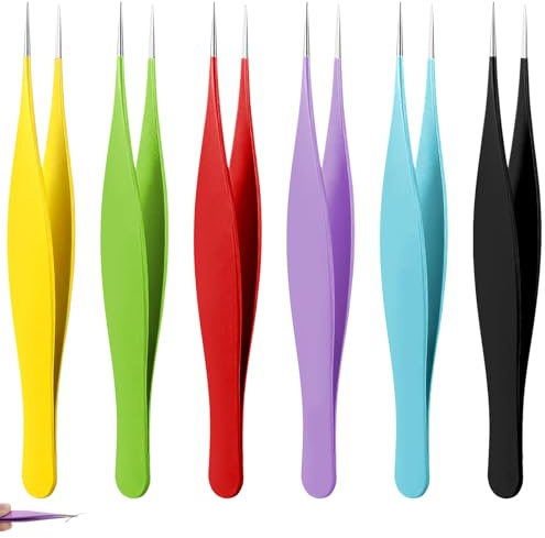 6 Pcs Needle Nose Tweezers Pointy Tweezers Pointed Tweezer Super Sharp Pointed Tweezer Precision Fine Point Tip Stainless Steel Ingrown Hair For Nose Face Hair Eyebrow Blackhead Remover Women