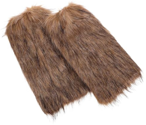 PACKOVE Kunstpelz Flauschige Wikinger Beinstulpen 1 Paar | Polyester mit Verstärkten Nähten, Authentischer Mittelalter Stil, für Damen und Herren im Winter