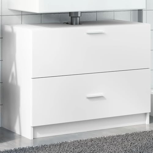 Frdhee Armadietto da bagno sotto il lavandino, mobiletto per lavabo, bianco, 78 x 37 x 59 cm, con cassetti per sotto lavandino, lavello, mobiletto da bagno