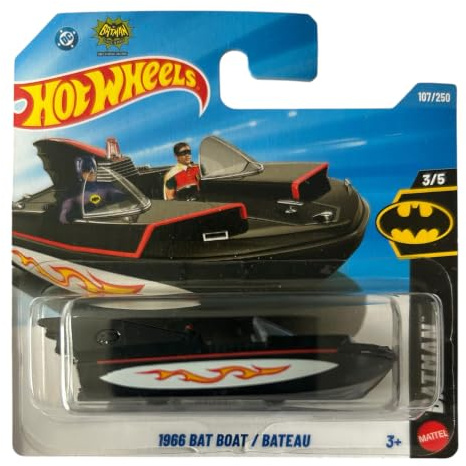 Hot Wheels Batboat 1966 Batman 1:64 | Black, Number 3/5 Batman, Number 107/250 General Series, Die Cast