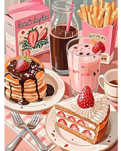 TOSTOG Pastel de fresa Diamond Painting Kit Completo, magdalena 5D Diamante Cristal Bordado Punto de Cruz Painting Pinturas para Adultos Decoración Pared Hogar 30x40cm