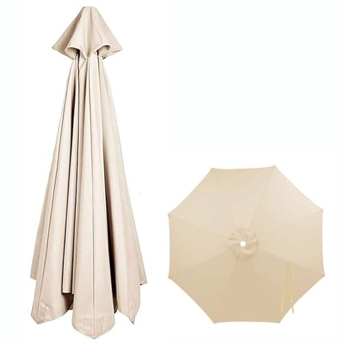 Toile de Rechange pour Parasol 8 Baleines,2m 2.3m 2.5m 2.7m 2.8m 3m 3.3m 3.5m 4m Auvent De Remplacement Pour Parasol De Terrasse Housse de Rechange pour parasols Déporté(Beige,2.5 m/8 ribs)