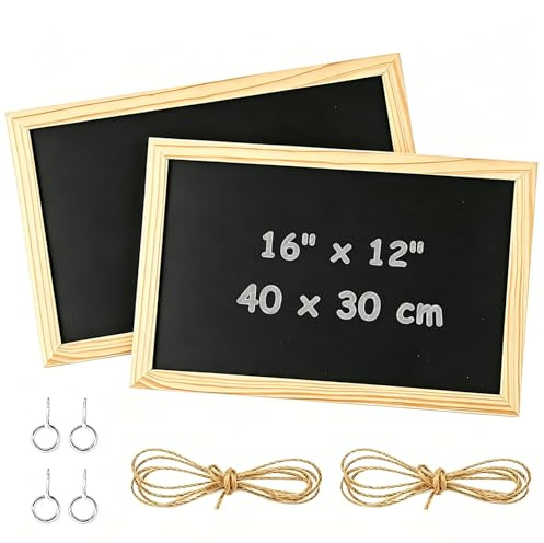 2 stycken A3-krittavla med träram, 40 x 30 cm krittavla för upphängning, märkning Blackboard barn, liten skiffertavla hängande för kontor kök bar skola