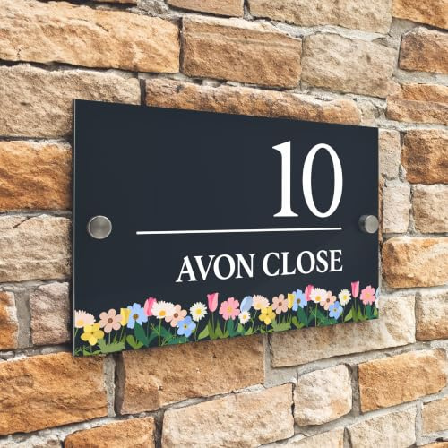 Placa flotante personalizada de número de casa de acrílico para exterior, resistente a la intemperie (Estilo 10)