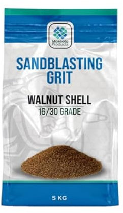 Mascota Products Walnut Shell Sandblasting Grit 16/30 (0.5 mm-1mm) – Biodegradable, Reusable Media for Cleaning Car Engines & Cylinder Heads 5 kg Pouch