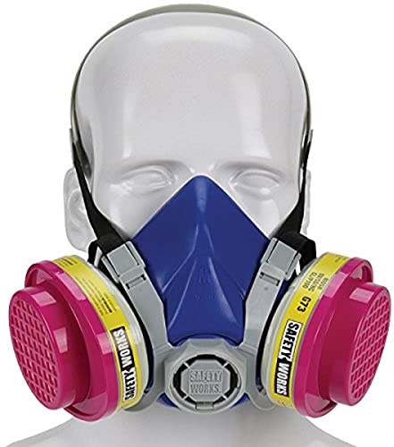 Safety Works SWX00320 Multi-Purpose Respirator Half-Mask Niosh Ov/AG/P100, Grey/Blue