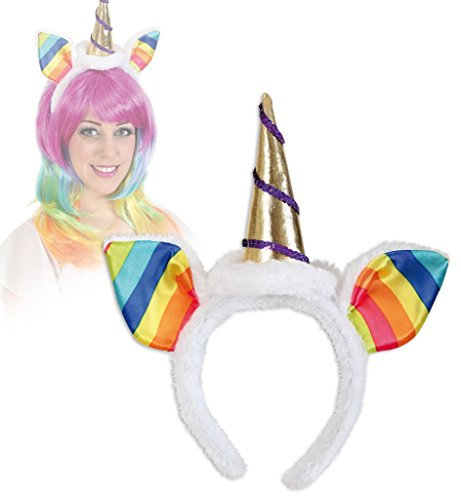 KarnevalsTeufel.de Haarreif Regenbogen Einhorn bunt Unicorn Plüsch Glitzer Fantasie Fantasy Fabelwesen