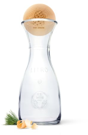 Zirbenkugel-Set Die Zirbe mit 1 Liter Misura Wasserkaraffe - luftgetrocknetes Zirbenholz