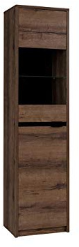 Mirjan24 Standvitrine Reton R16 Vitrine Vitrinenschrank Stauraumvitrine Hochschrank Wohnzimmer Schrank Highboard (Monastery Eiche/Monastery Eiche + Schwarz Hochglanz, ohne Beleuchtung)