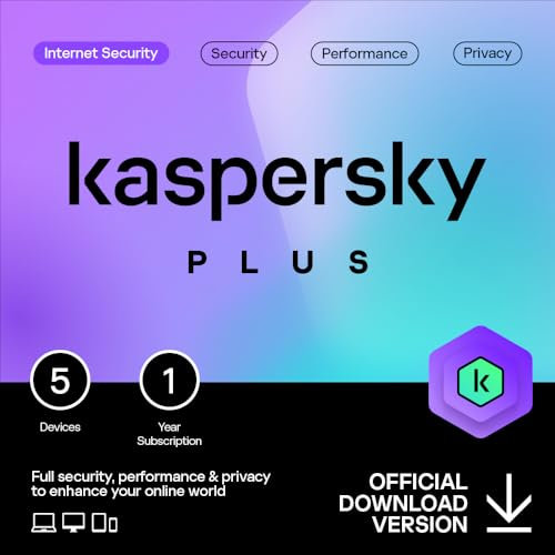 Kaspersky Plus Internet Security 2026 | 5 Devices | 1 Year | Anti-Phishing and Firewall | Unlimited VPN | Password Manager | Online Banking Protection | PC/Mac/Mobile | UK Online Code