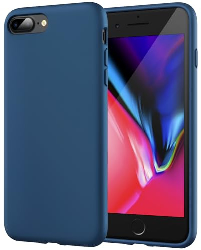 JETech Silikon Hülle für iPhone 8 Plus/7 Plus, Blauer Kobalt | Seidig Weiches Gefühl, Stoßschutz, Kratzfest, Mikrofaser-Innenfutter