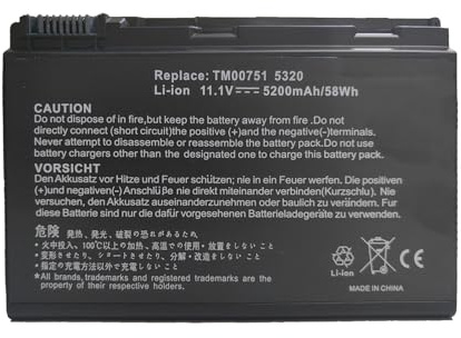 GRAPE32 Laptop-Akku | Ersatz für Acer TravelMate 5220 5520 5310 5320 5330 5710 5720 7220 7320 7520 7720 Acer Extensa 5100 5210 5220 (11.1V 5200mAh)