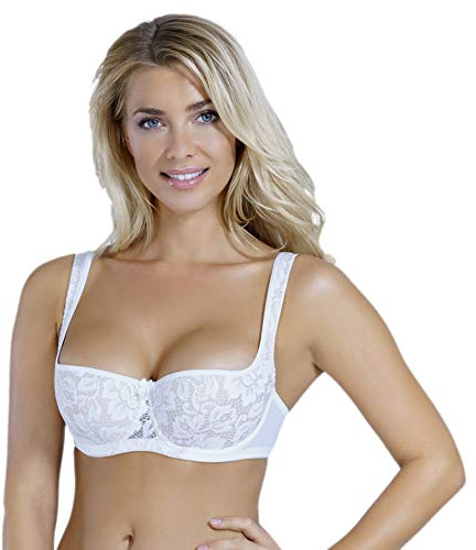 Rosme Lingerie Soutien-Gorge à Balconnet pour Femme avec Bretelles Rembourrées, Blanc, Taille 95F