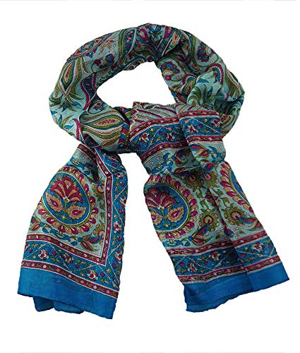 musimon Schal Seidenschal Paisley-Muster 100% Seide 168x50 cm Nr 2 (türkis)