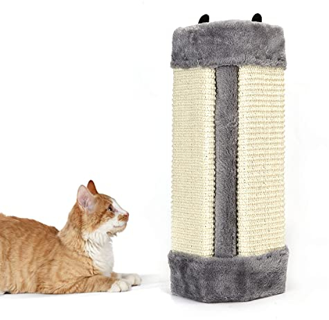 Nobleza - Eckkratzbrett Katzenkratzbrett Kantenschutz Kratzbrett Sisalbrett Kantschutz Eckenschutz Kratzecke Wandschutz Natursisal, Grau 41 * 24 * 2,5cm