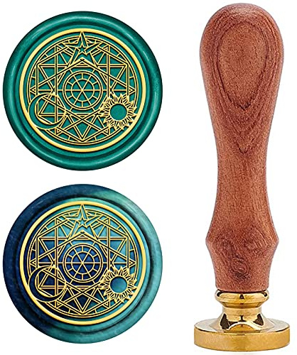 CRASPIRE Wachs Siegel Stempel Jahrgang Wachssiegelstempel Magie Die Retro Holzstempel Abnehmbar Messingkopf 25 mm Für Hochzeit Umschläge Einladungen Verschönerung