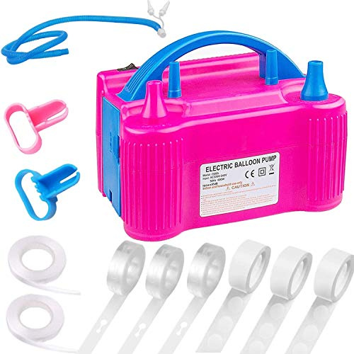 Electric Balloon Air Pump Kit,600W Balloon Inflator Electric Pump with UK Plug Dual Nozzle Inflator Blower Portable Pump and Balloon Garland Accessories for Party,Birthday,Wedding,Festival Decoration