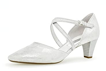 Gabor Femme Escarpins, Dame Escarpins à lanières,Escarpins Sangle,Sandales,Sangles croisées,élégantes,Fines,Blanc (Ice) / 60,41 EU / 7.5 UK