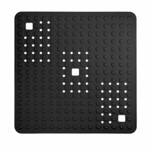 WohnDirect Duschmatte Schwarz/quadratisch: 60x60 cm - sehr rutschfest & sehr robust - Antirutschmatte für Dusche oder Badewanne - waschbar bei 60°C