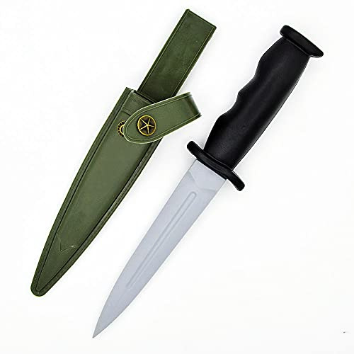 zonzxcv Rubber Dagger Prop Knife Harmless Safe Fake Knife with Army Green Scabbard Length 10.5 Inch