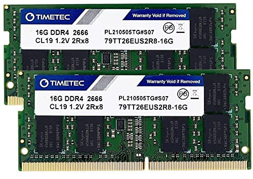 Timetec 32GB Kit (2x16GB) DDR4 2666MHz PC4-21300 Unbuffered ECC UDIMM 1.2V CL19 2Rx8 Dual Rank 260-Pin SODIMM Memory Module (32GB KIT (2x16GB))