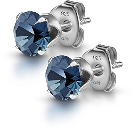 Amberta Damen 925 Sterling Silber Lumini Kristallen Blaue kollektion Ohrstecker