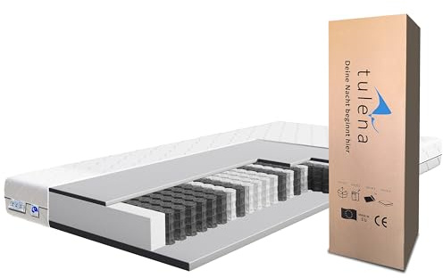 TULENA Matratze 90x200 H1/H2 Taschenfederkern Basic 18 cm, wendbar | Wendbare Taschenfederkernmatratze mit zwei Härtegraden, Komfortschaum und abnehmbarem Bezug, bei 60 °C waschbar.