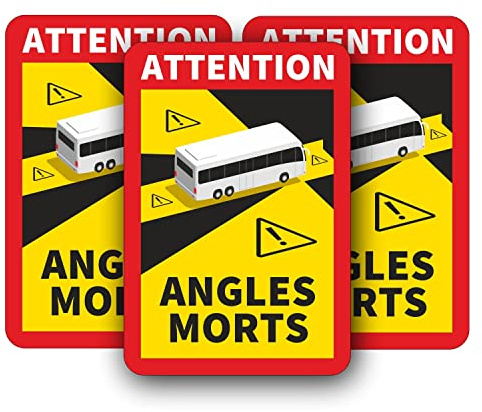 iSecur Angles Morts für Frankreich Magnet toter Winkel 17 x 25 cm - hin682 | 3er Set Angles Morts Magnetschild für Busse, für die Herstellung verwenden wir flexible Magnetfolie, wetterfest, LKWs