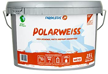 Farbklecks24 polarweiss 2,5L (versch. Größen) premium Wandfarbe, weiß, hohe Deckkraft
