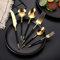 High-Grade 304 Stainless Steel Silverware - 6-Piece Set, Restaurant Hotel Steak Knife, Fork and Spoon Set (Black Gold)