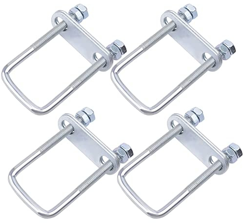 U-Bolzen U-Schrauben Schellen U-Bügelverschluss 4 Stück Quadratische Bolzen M8 40 x 100 mm Gewindebügel Mit Mutter Rahmen Und Unterlegscheibe für Werkstatt Rundstahlbolzen Rundstahlbügel
