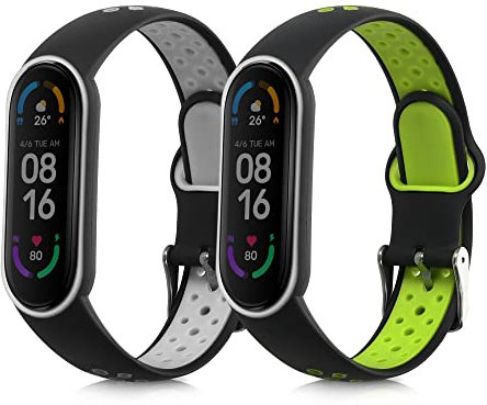 kwmobile Bracelet compatible avec Xiaomi Mi Smart Band 6 / Mi Band 6 / Band 5 bracelet - 2x bracelet de rechange en silicone pour fitness tracker