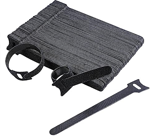 Amazon Basics Adjustable Cable Straps, Ties, Cord Organiser, 100 Count, Black