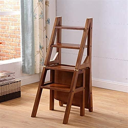 Folding Step Ladder Chair Wooden Library Ladder Chair Kitchen Furniture Step Ladder School Convertible Ladder Chair Step Stool