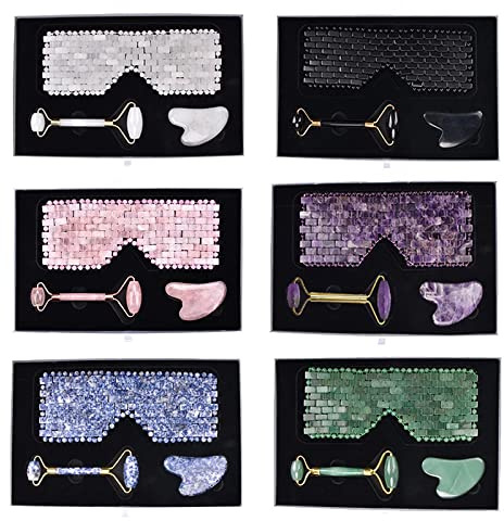 Natürliche Rosenquarz-Gesichts-Jade-Masken-Augen-Massagegerät Rosa Jade-Schlaf-Augenmaske,Amethyst