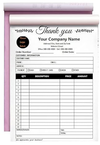 Custom Carbonless Sales Rechnungsformular Bücher für kleine Unternehmen, personalisiertes NCR 2-teiliges Quittungsbuch mit Carbon-Kopien, Cover hinzufügen Firmenname, Adresse und Nummer gedruckt