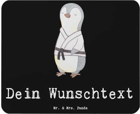 Mr. & Mrs. Panda Mauspad personalisiert Pinguin Karate - Personalisierte Geschenke, Mousepad Bedrucken, Schreibtischunterlage, Verein, selbst gestalten, Personalisiertes, Kampfsportart, Kampfkunst