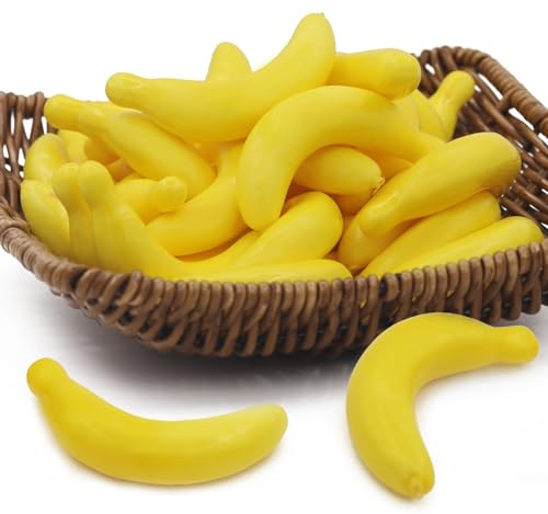 Tuxiaobu Künstliche Gefälschte Früchte Mini Bananen Aesthetic Deko Obst, Realistische Kunst Früchte Faux Banane Zuhause Küche Dekor Tischdekoration Party Dekorationen, 30 Stück Bananen