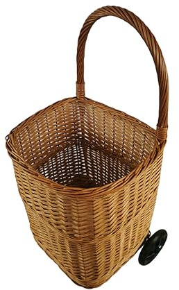 Einkaufswagen aus Weide Gross 46x40x92 cm Transportkorb mit Rollen
