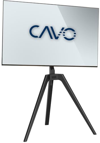 CAVO Chevalet TV pour écrans de 45 à 65 pouces jusqu'à 40 kg, Noyer laqué noir, Max VESA 400 x 400 mm Pivotant Support universel pour téléviseurs & moniteurs plats & incurvés
