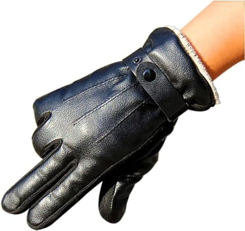 BKEKM Fahrradhandschuhe 1 Paar Fäustlinge Handschuhe Wolle Fleece Schnee Winterhandschuhe Leder für Herren Winddichte Skihandschuhe Thermohandschuh