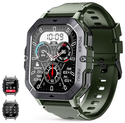MIGOUFIT Montre connectée Homme pour répondre/Passer des appels, 2.02 Smartwatch avec Podometre, Moniteur Sommeil, avec 100+ Sportifs, Montre Intelligente Bracelet pour Android iOS (Vert)
