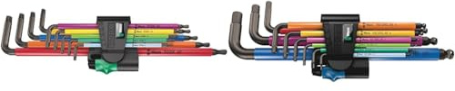 Wera 05024480001 967/9 TX XL 1 Winkelschlüsselsatz, lang, Mehrfarbig, 9-teilig & 05022210001 950/9 Hex-Plus Multicolour HF 1 Multicolour Winkelschlüsselsatz