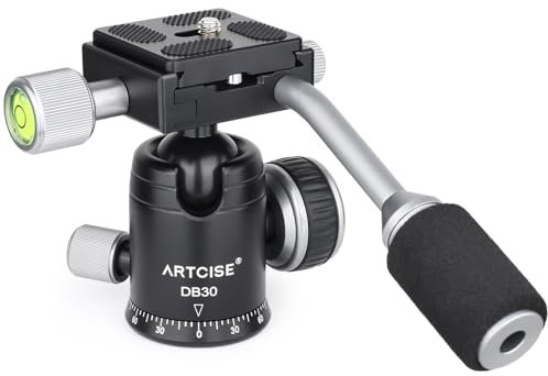 ARTCISE Ball head with handle, DT30 30mm Mini Tripod Head With 2pcs 1/4 inch Quick Release Plates For DSLR Camera Camcorder