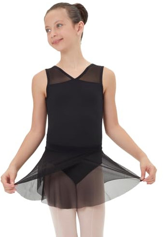 Lace & Tulles Ballettkleidung für Mädchen - Bequeme Tanzkleidung, Atmungsaktiver Ballettrock, Weich, Größen 4-12 Jahre, Schwarz & R | Schwarz - 4-6 Jahre