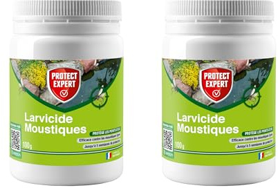 PROTECT EXPERT 2 Larvicides Moustiques - Mini Granulés - 2x100g | Lutte contre le Développement des Larves - Protection Longue Durée - Efficace Contre Les Moustiques Tigres - LVGRA100NX2