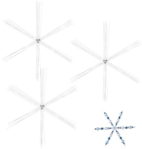 Hotop Weihnachten Schneeflocken Drahtsterne Rohlinge Bastelset Metall Perlensterne Draht zum Basteln Perlen für DIY Schmuck Party Winter Deko Bastelzubehör(24 Stück,4,5 Zoll)