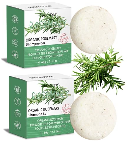 DBEAUTYM Barre de shampooing pour cheveux au romarin, nettoyage en profondeur du cuir chevelu, perte de cheveux, shampooing, savon, contrôle de l'huile capillaire bio, shampooing ferme pour la