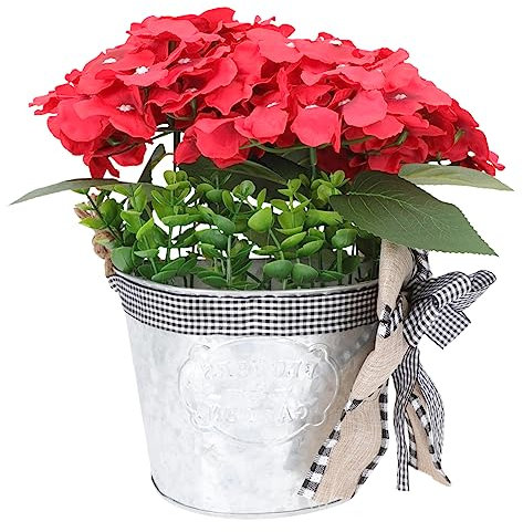 RORPOIR Künstlicher Blumenkranz Aus Roten Geranien Für Tür Dekorative Blumengirlande Für Eingangsbereich Und Garten Pflegeleicht Und Langlebig Für Jede Jahreszeit