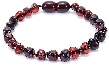 Tolldek 8mm Bernstein Armband, Damen & Herren Armband, Echten Natursteinen Elastische Armbänder Paar Geschenk für Frauen und Männer, 15CM, Schwarz